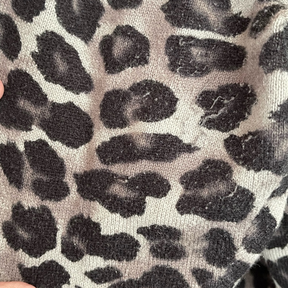 Vintage V-neck cardigan leopard print gray & black 3X - Picture 7 of 9